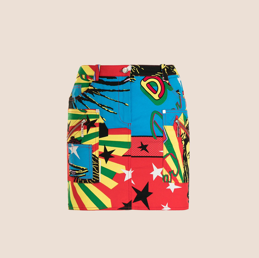 CHRISTIAN DIOR 2004 RASTA MINI SKIRT