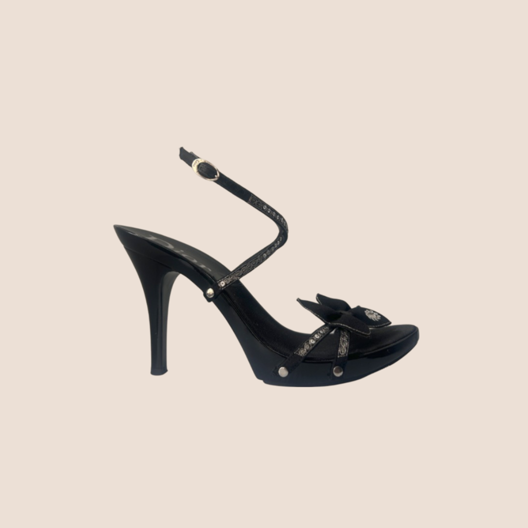 CHRISTIAN DIOR BLACK BUTTERFLY HIGH HEELS