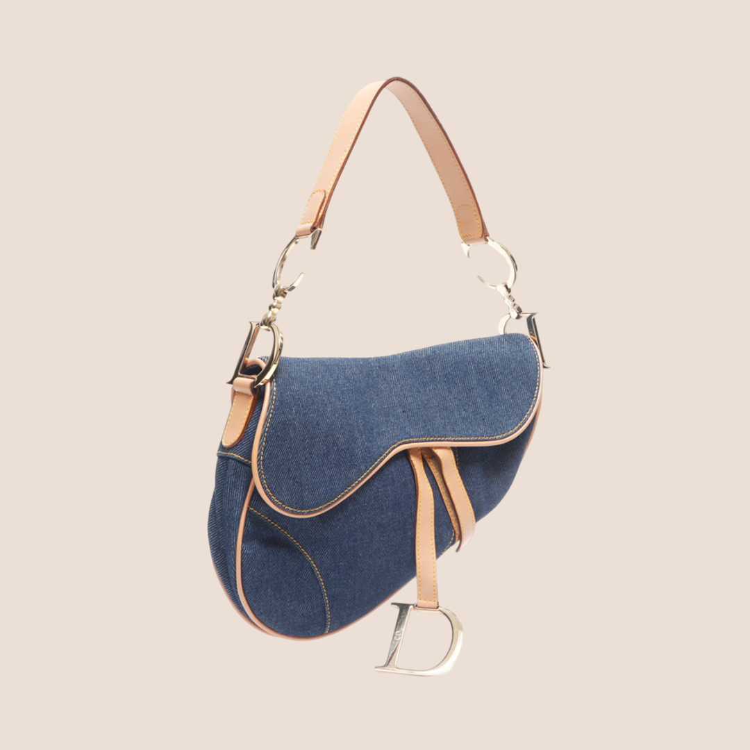 CHRISTIAN DIOR 2001 BLUE DENIM SADDLE BAG