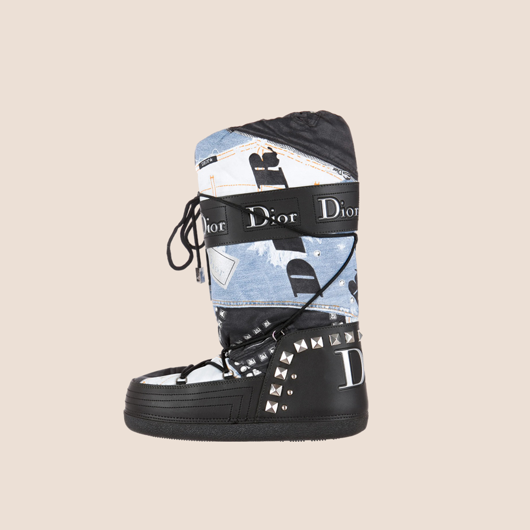 CHRISTIAN DIOR DENIM PRINT MOON BOOTS