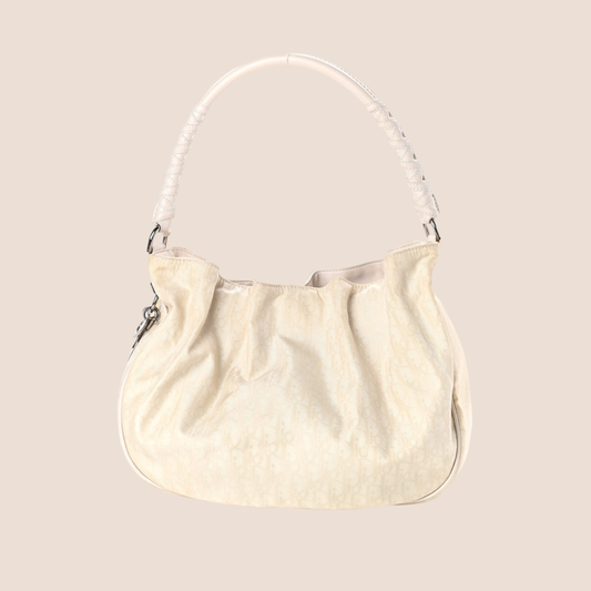 CHRISTIAN DIOR CREAM DIORISSIMO CANVAS HOBO BAG