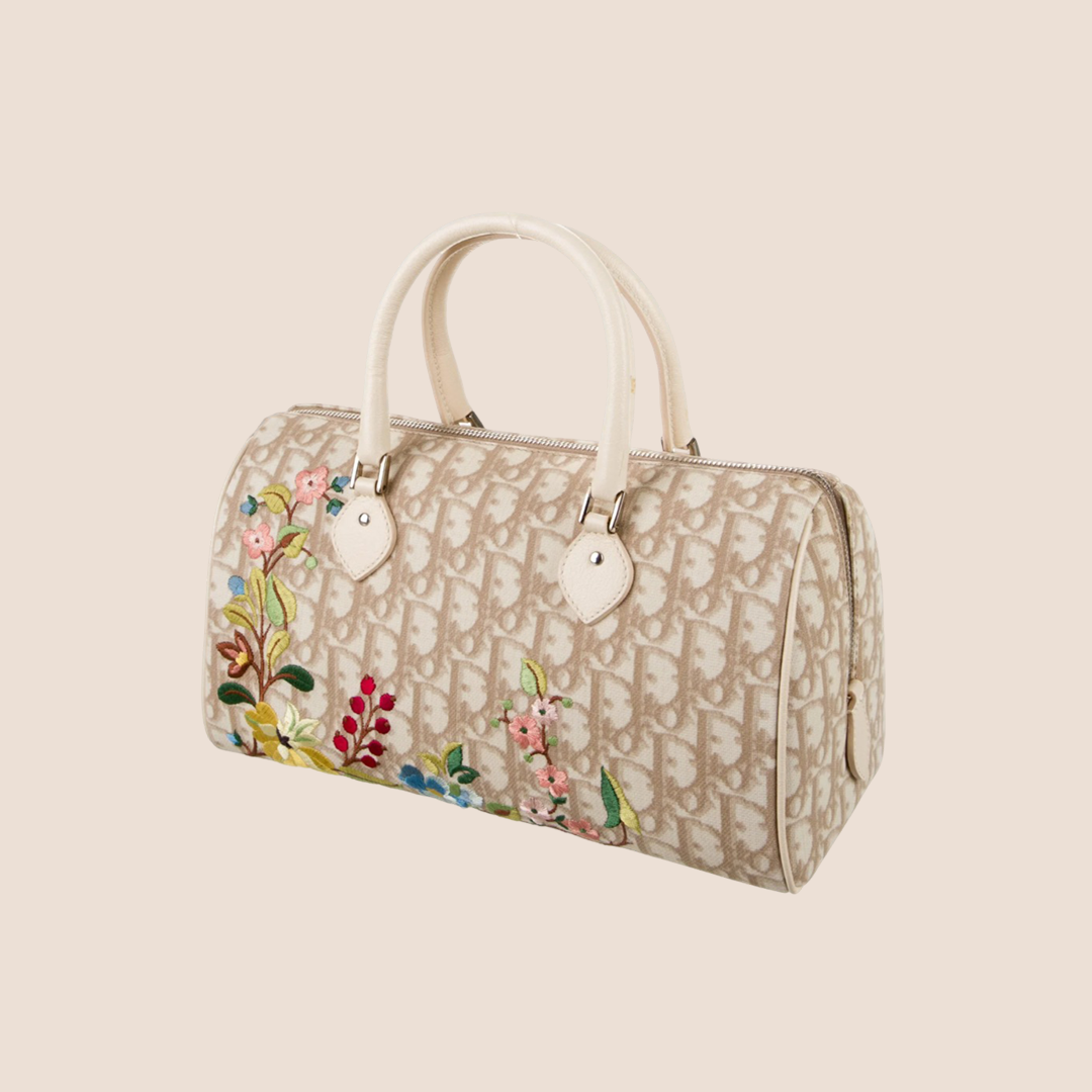 CHRISTIAN DIOR 2005 DIORISSIMO FLORAL EMBROIDERED BOSTON BAG