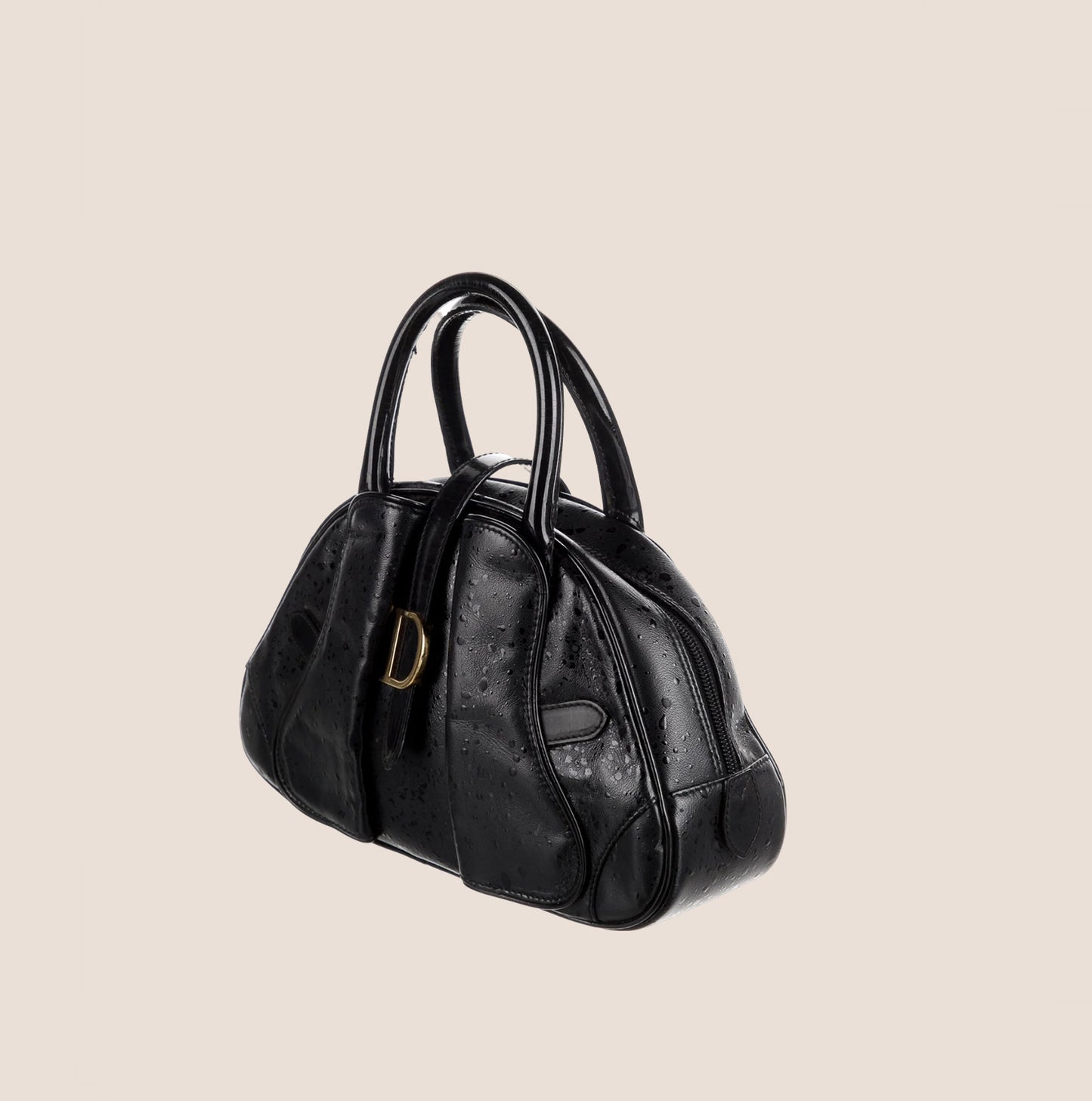 CHRISTIAN DIOR BLACK RAINDROP MINI DOUBLE SADDLE BAG