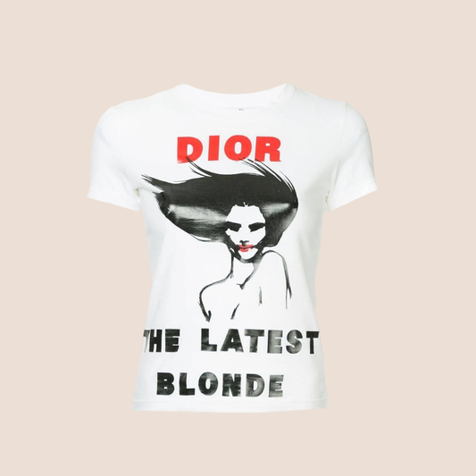 CHRISTIAN DIOR 2003 "THE LATEST BLONDE" PRINTED T-SHIRT