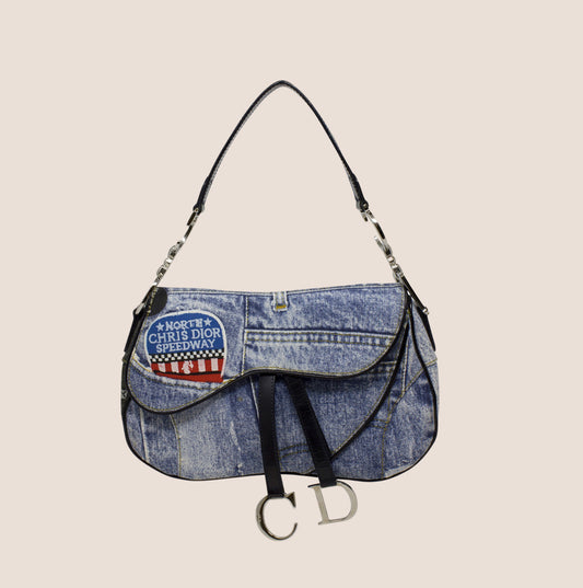 CHRISTIAN DIOR 2001 SPEEDWAY DENIM SADDLE BAG