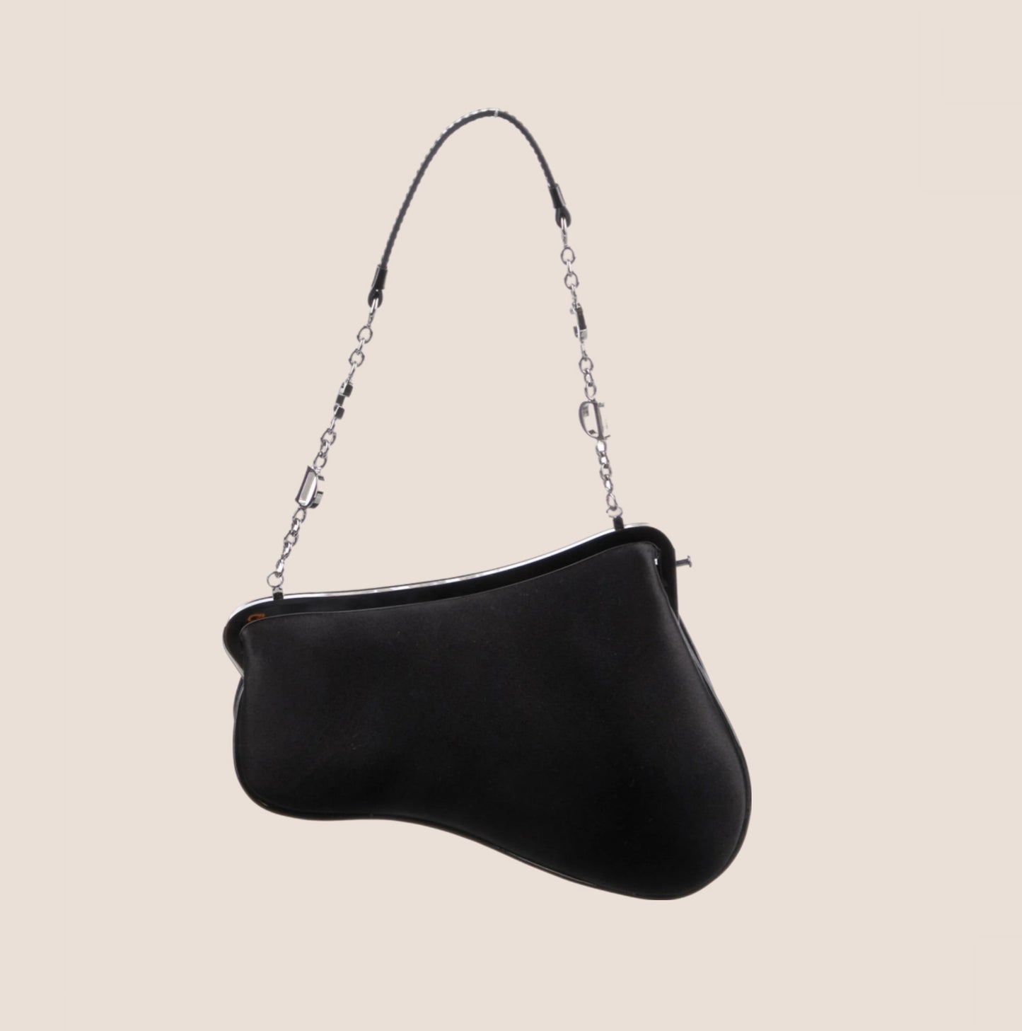 CHRISTIAN DIOR BLACK SATIN MICRO SADDLE BAG