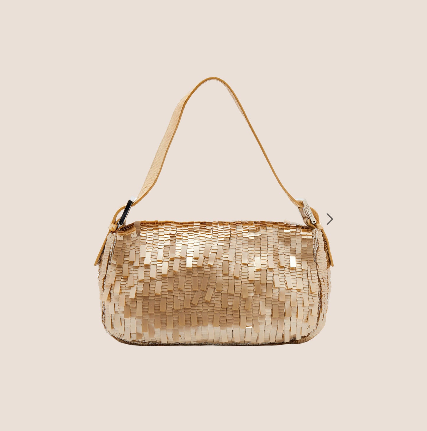 FENDI BEIGE & GOLD SEQUIN PAILLETTES SNAKESKIN BAGUETTE ABG