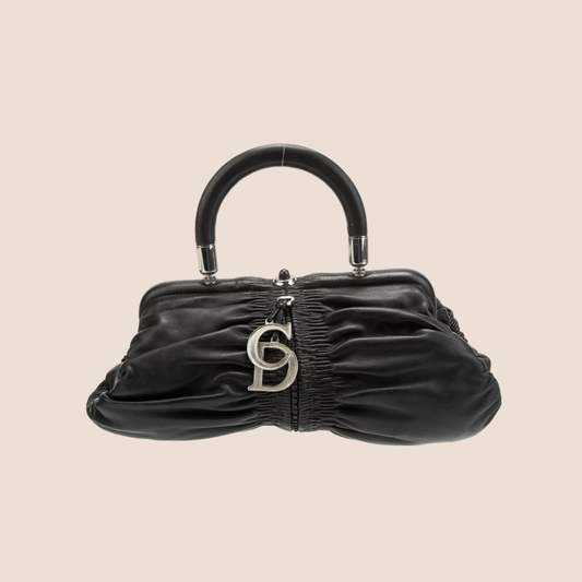 CHRISTIAN DIOR 2008 BLACK LEATHER KARENINA BAG