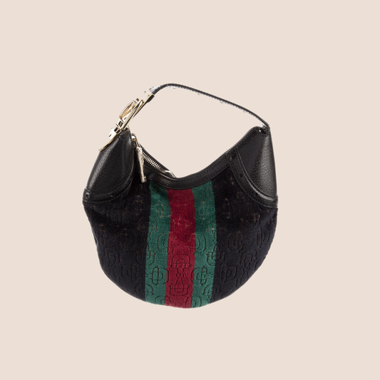 GUCCI MINI VELVET HORSEBIT GLAM HOBO BAG