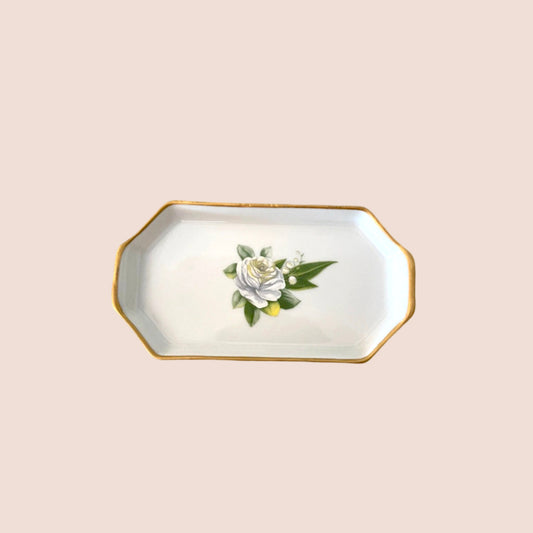 CHRISTIAN DIOR 90s FLOWER PORCELAIN JEWELRY TRAY