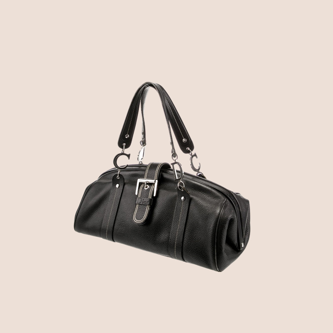 CHRISTIAN DIOR 2005 BLACK LEATHER FRAME BAG