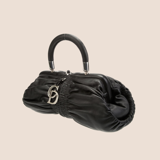 CHRISTIAN DIOR 2008 BLACK LEATHER KARENINA BAG