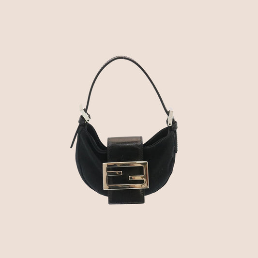 FENDI BLACK NYLON MINI CROISSANT BAG