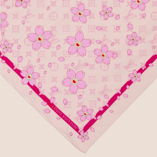 LOUIS VUITTON X TAKASHI MURAKAMI PINK COSMIC BLOSSOM COTTON SCARF