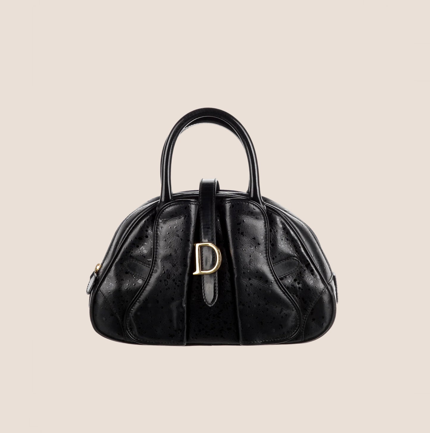 CHRISTIAN DIOR BLACK RAINDROP MINI DOUBLE SADDLE BAG