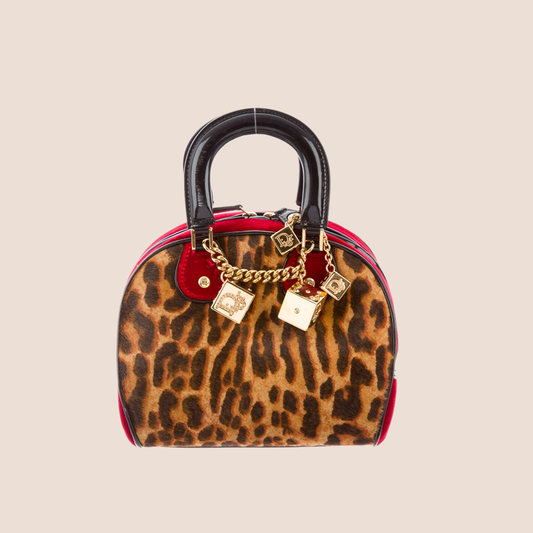 CHRISTIAN DIOR 2004 LEOPARD PONYHAIR DICE GAMBLER BAG