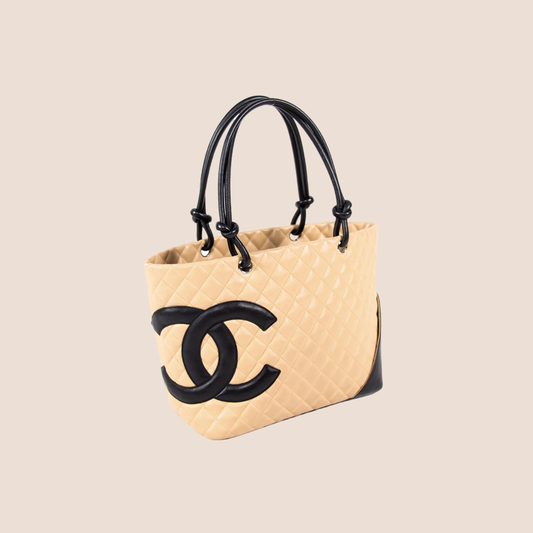 CHANEL 2004 BEIGE CC LOGO CAMBON TOTE BAG