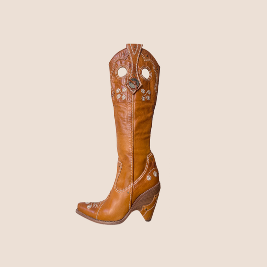 CHRISTIAN DIOR COGNAC COWBOY BOOTS