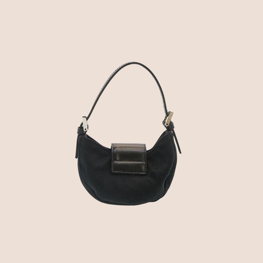 FENDI BLACK NYLON MINI CROISSANT BAG