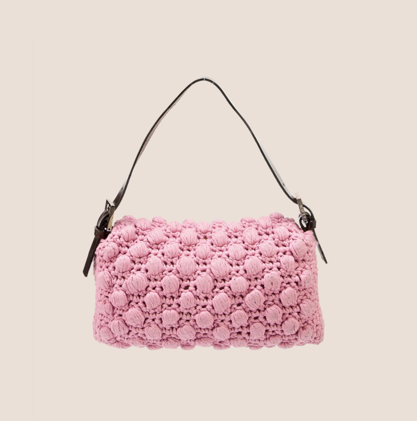 FENDI 2000 PINK CROCHET POPCORN BAGUETTE BAG