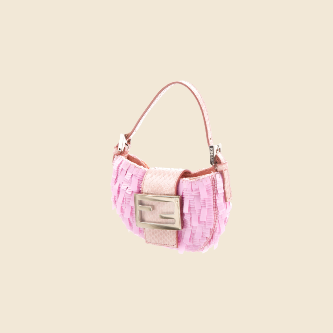Fendi, Bags, Fendi Baguette Mini Pink Sequin And Leather Bag
