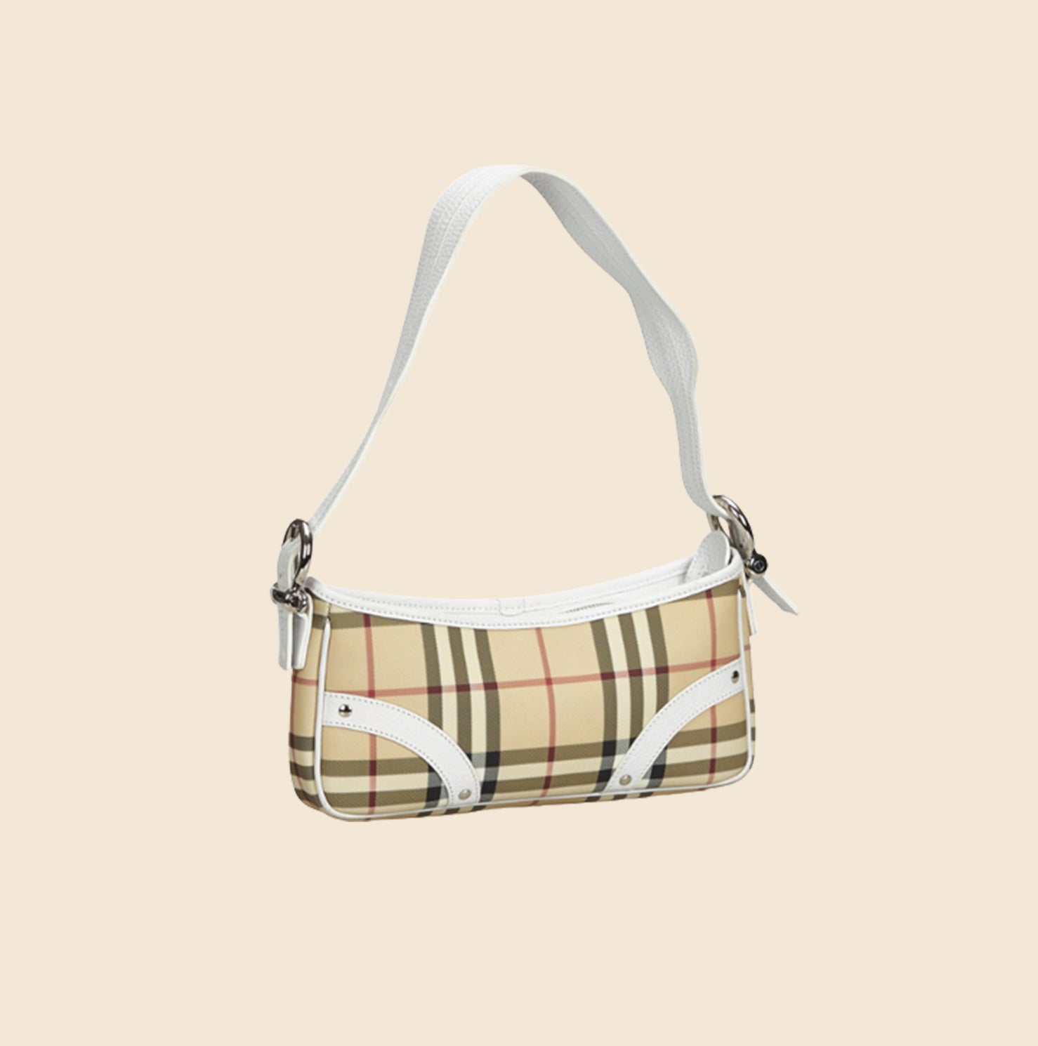 BURBERRY Leather-trimmed checked canvas shoulder bag