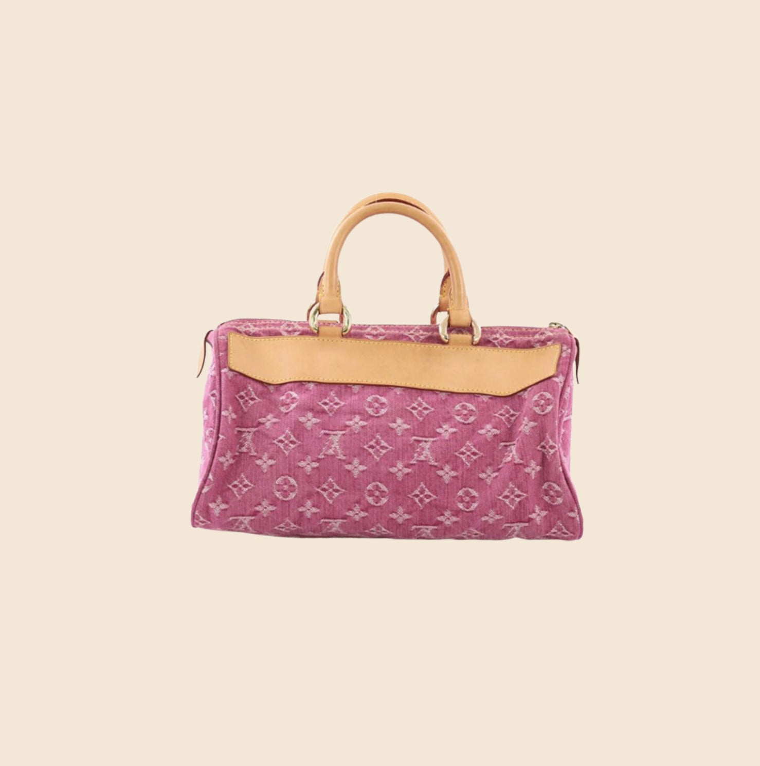 Louis Vuitton Neo Speedy M95214 Fuchsia Pink Monogram Denim Duffle Handbag  