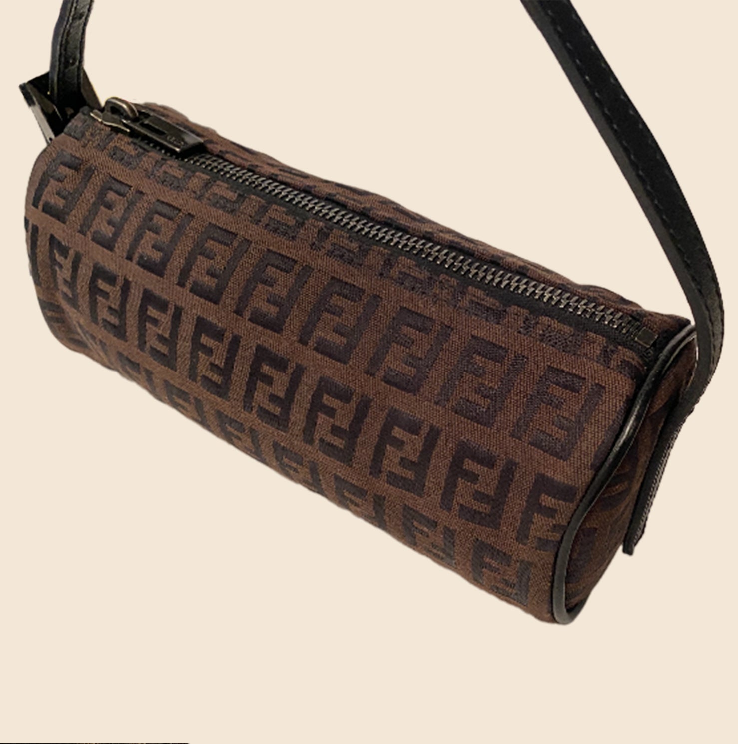 Fendi 8br249 Black Brown FF Zucchino Handbag Semi-shoulder Pochette 12 –  Bagriculture