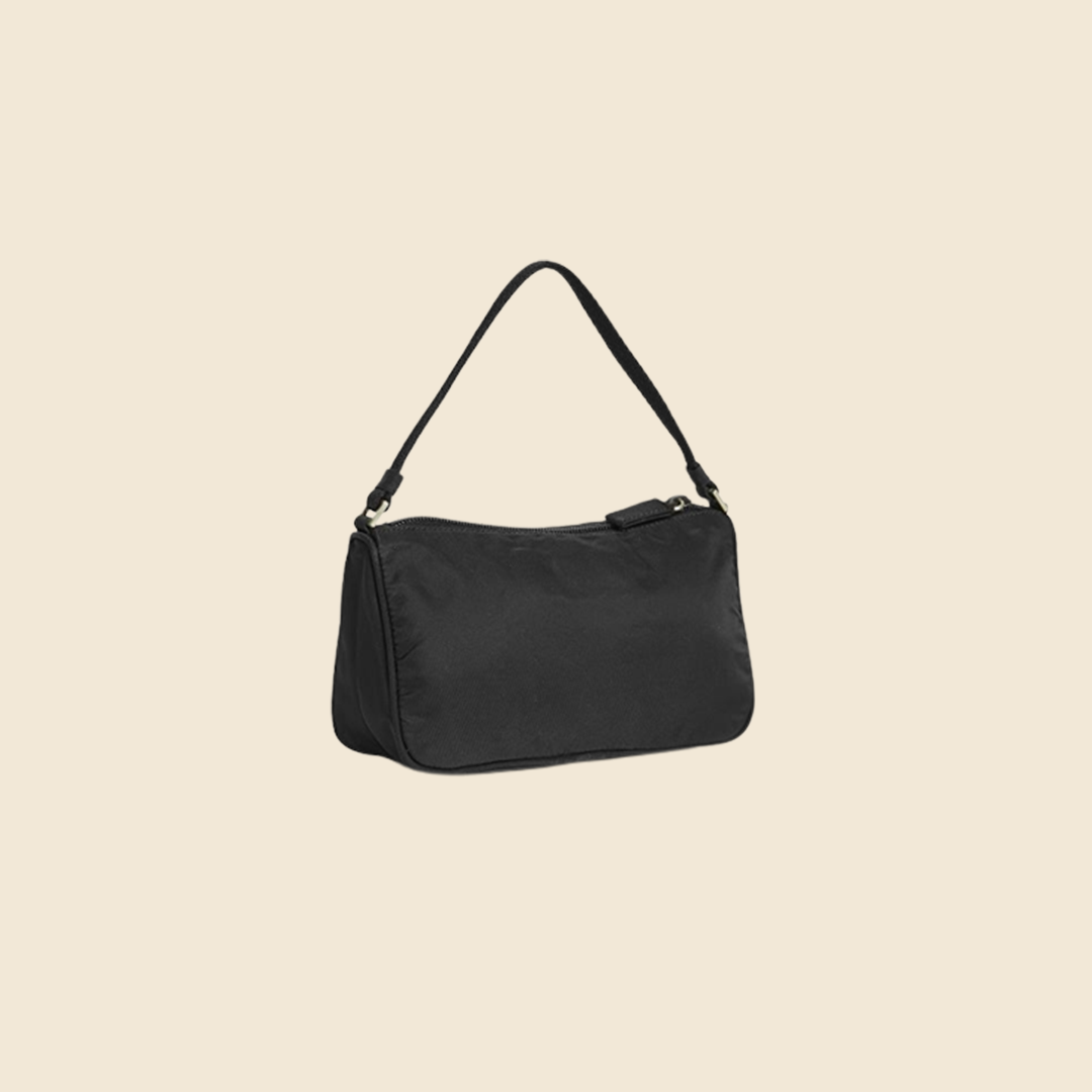 PRADA: Mini boxy bag in technical nylon with triangular logo - Black
