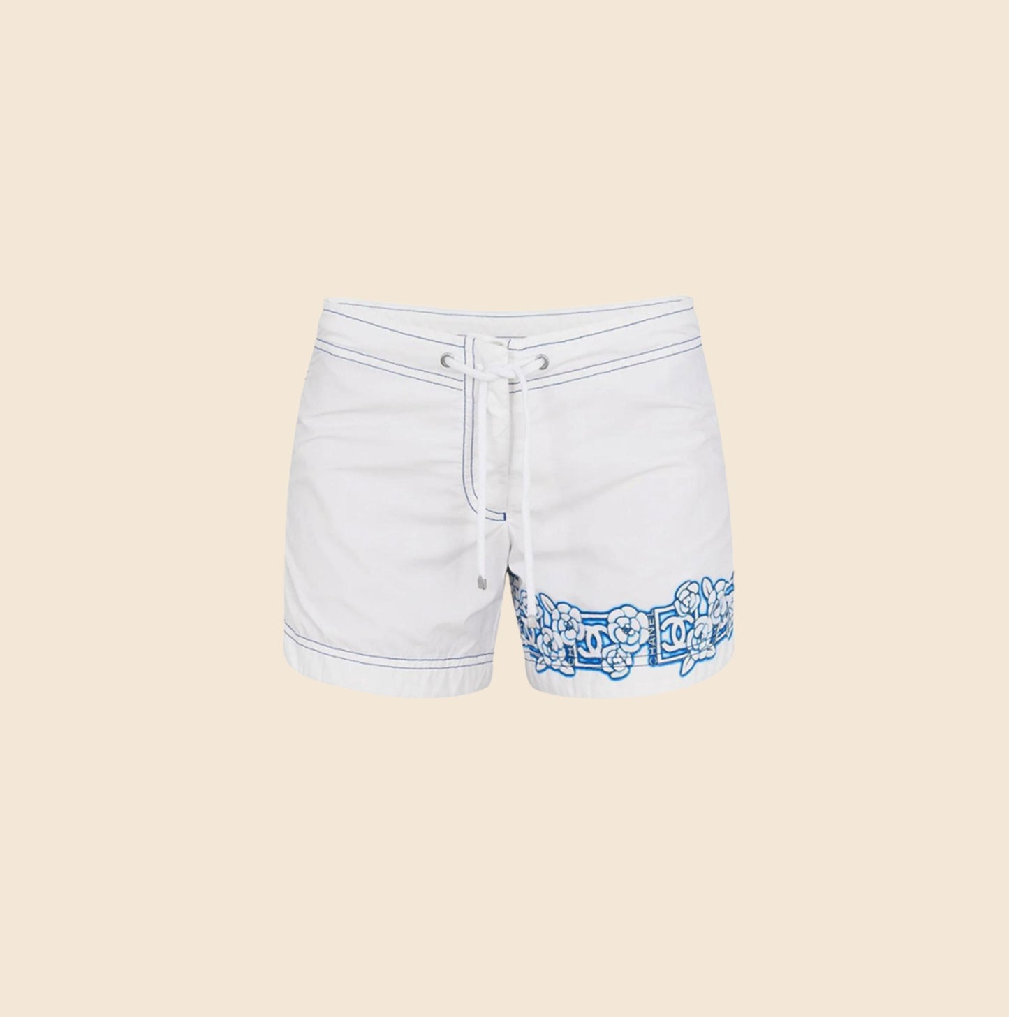 CHANEL 2005 WHITE CAMELIA SHORTS