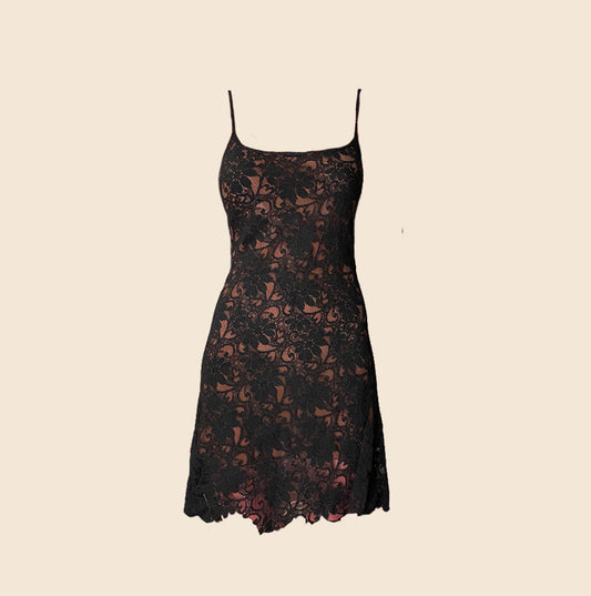 RIFAT OZBEK 1994 BLACK LACE DRESS