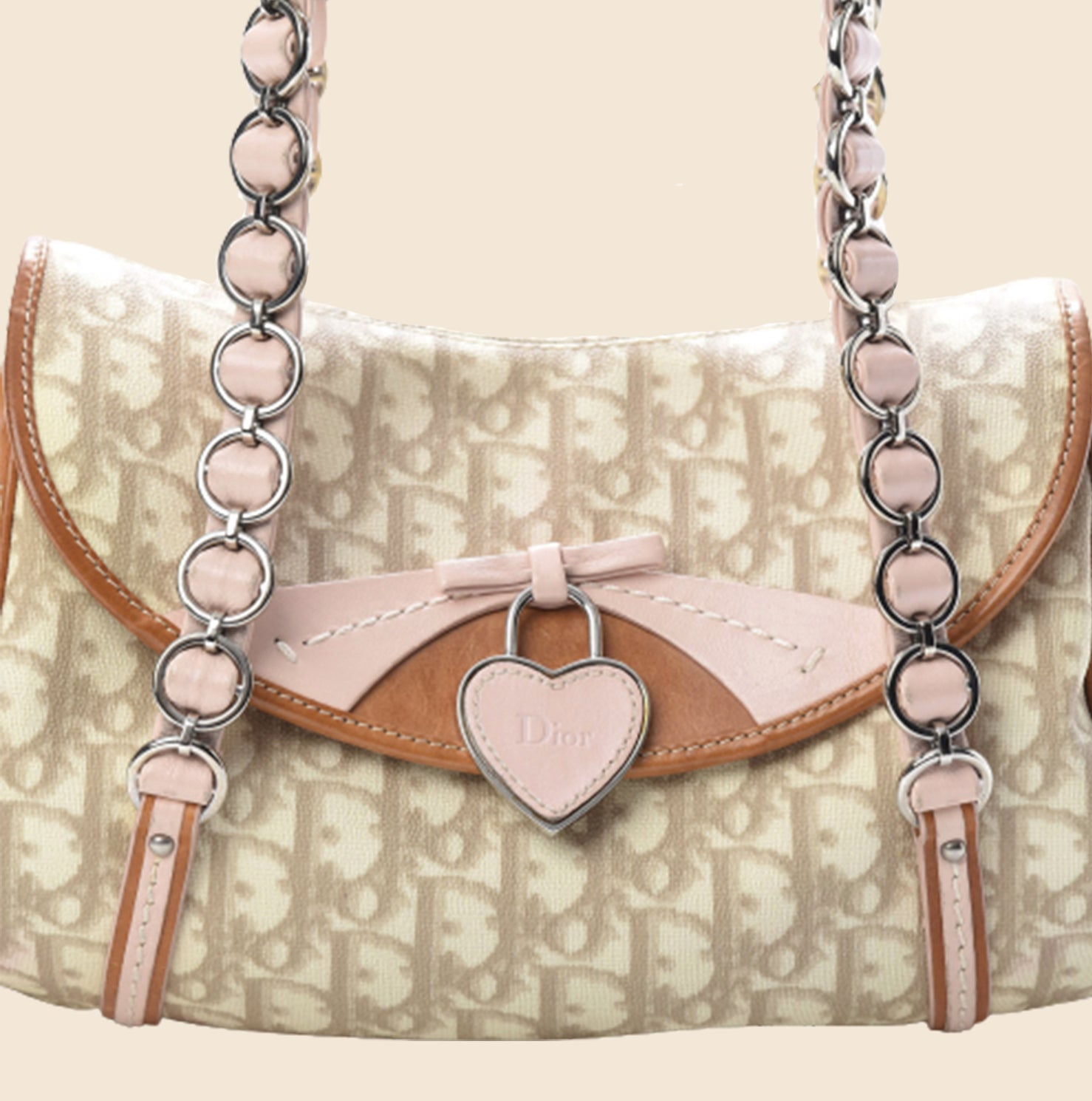 Dior Monogram Heart Romantique Shoulder Bag in Cream  Baby Pink  Nitryl