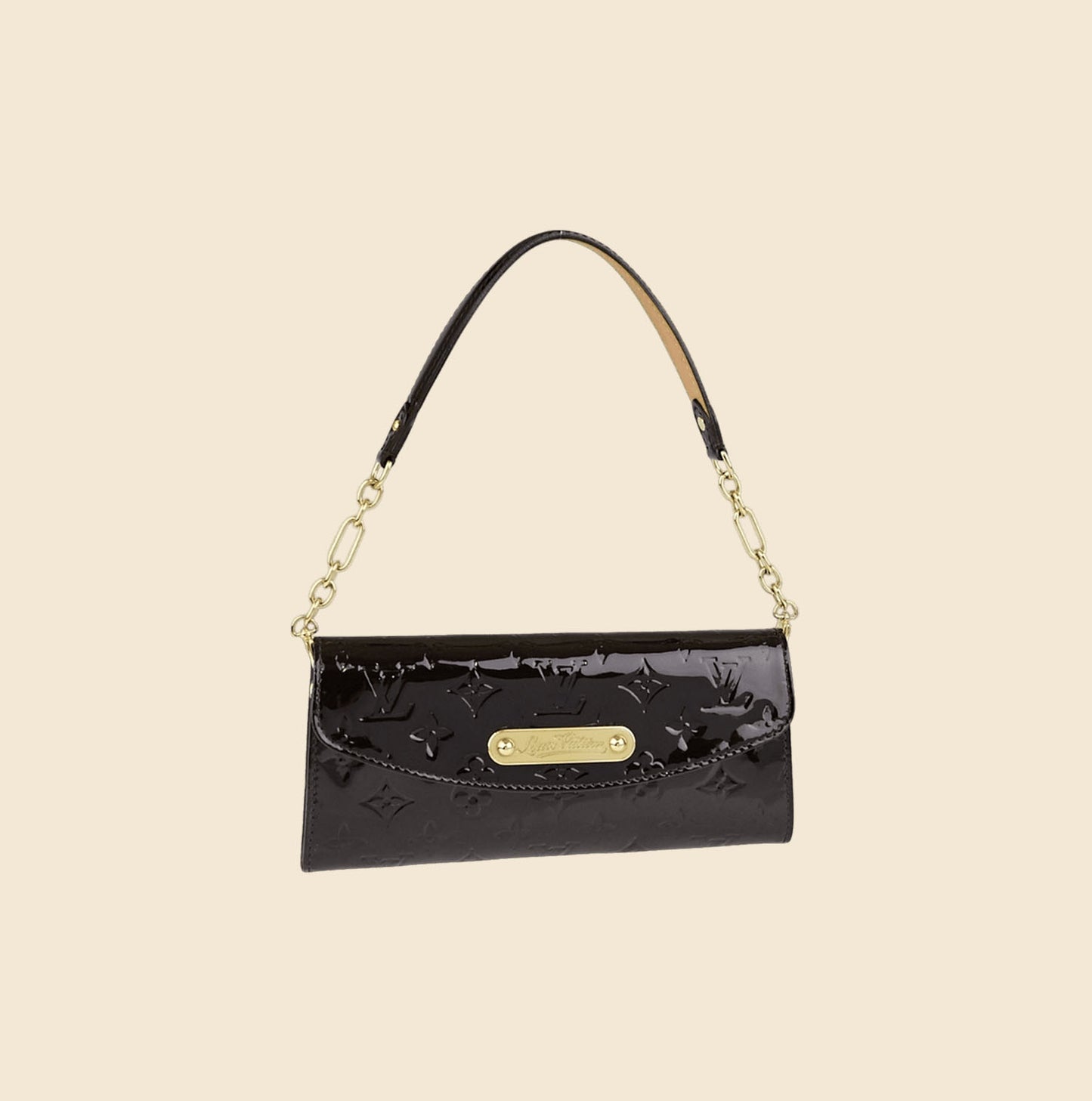 Sunset Boulevard patent leather clutch bag