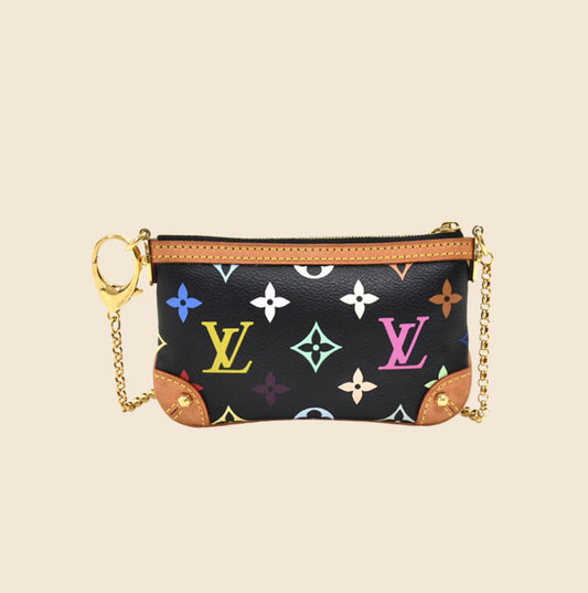 LOUIS VUITTON BLACK MULTICOLOR MILLA MM CLUTCH