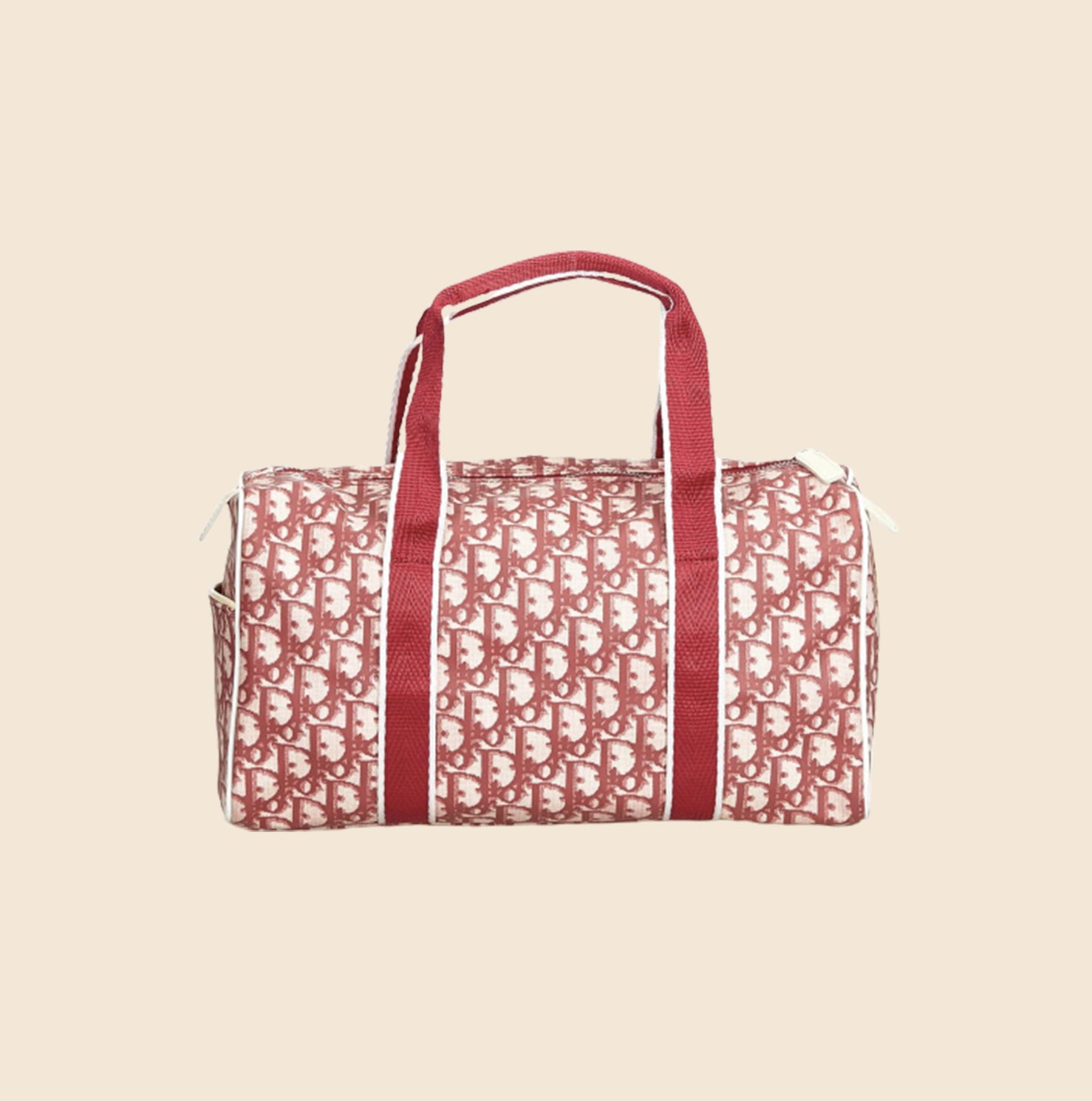 Christian Dior Vintage Red Monogram Duffle Duffel Boston Bag – OPA Vintage
