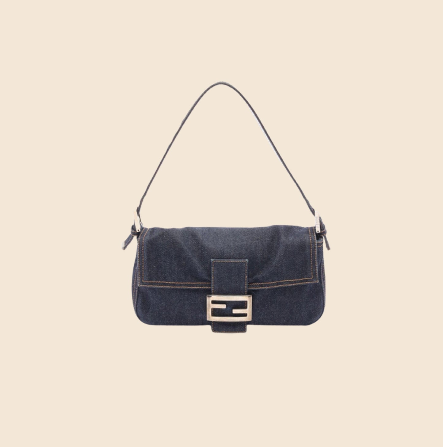 Baguette mini bag Fendi Blue in Denim - Jeans - 36473488