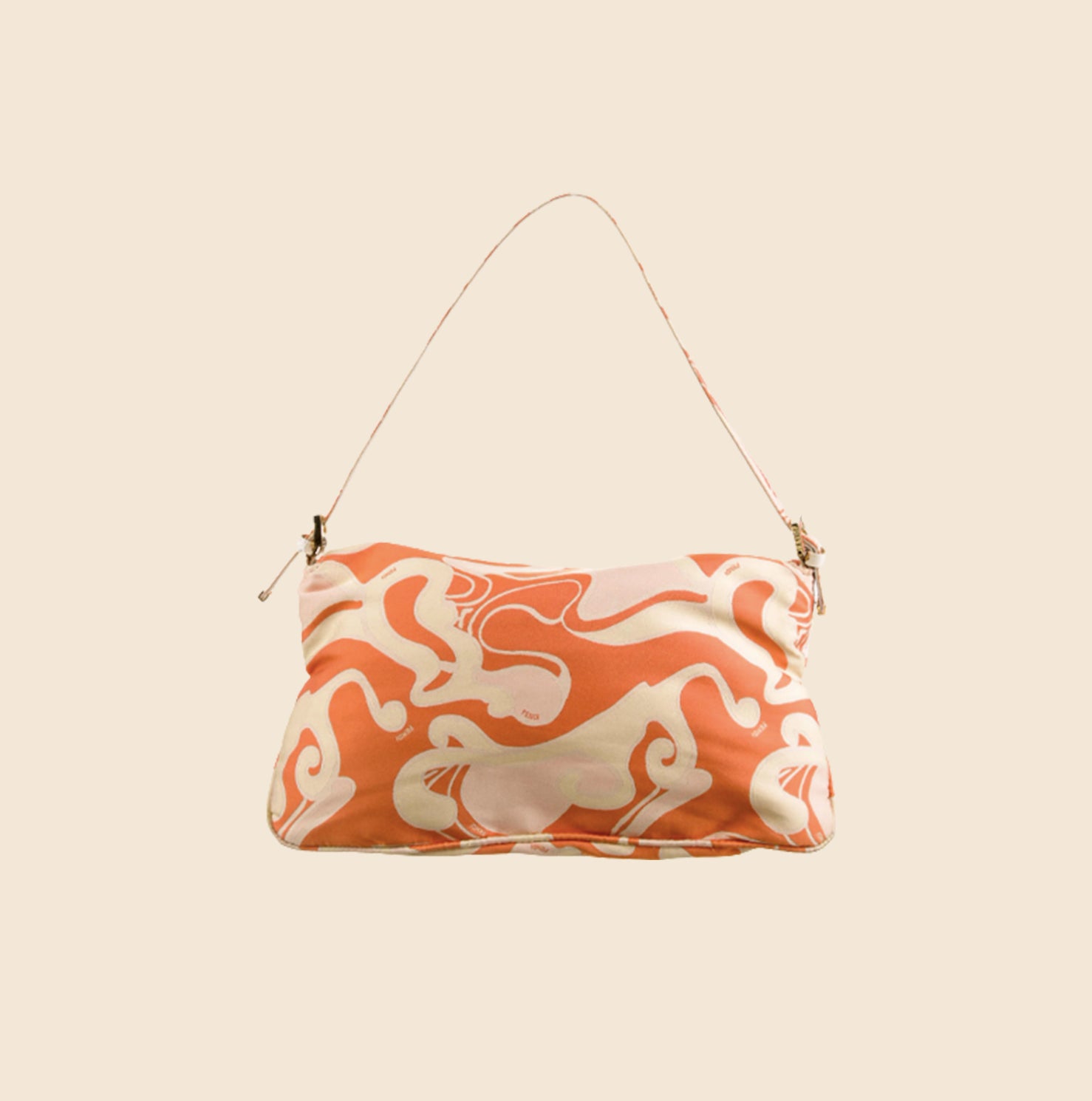 Fendi Orange Beaded Wave Print Mini Bag