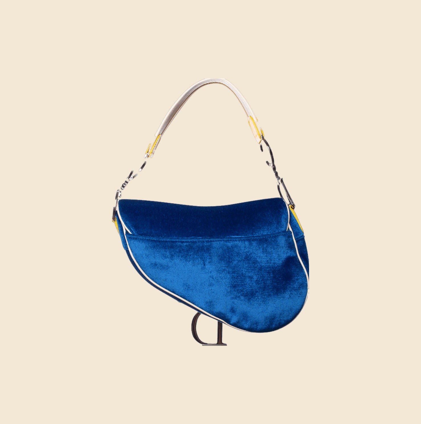 Christian Dior Vintage Limited Edition Embroidered Saddle Bag Blue